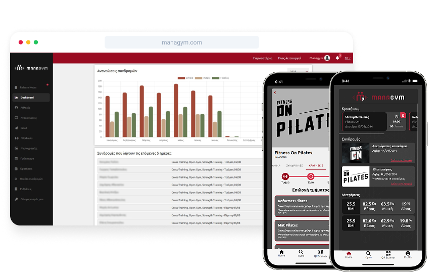 managym dashboard & mobile app